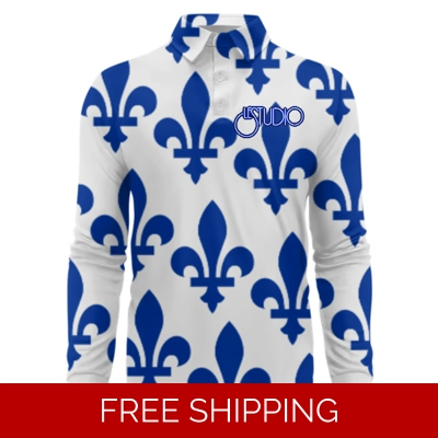Le Studio Blue Fleur De Lis Custom 3D Long-Sleeved Polo Shirt